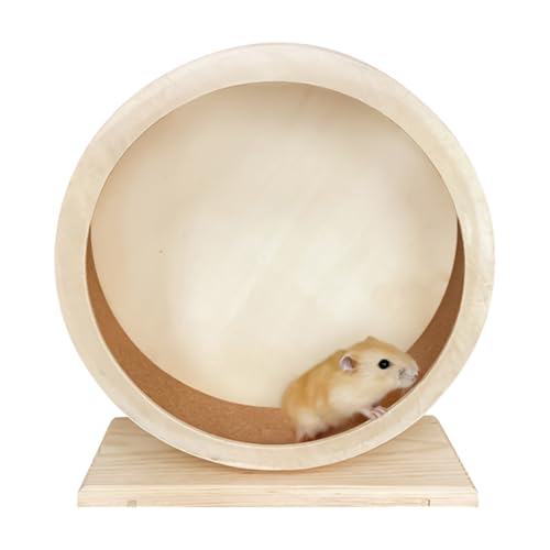 Hamster Laufräder - Leises Holz Hamsterrad Spielzeug | Holz Laufrad Mit Basis, Spielzeug Für Kleine Haustiere Zur Bewegung Und Gegen Langeweile, Zum Für Mäuse Igel Gerbil Und Andere von Generisch