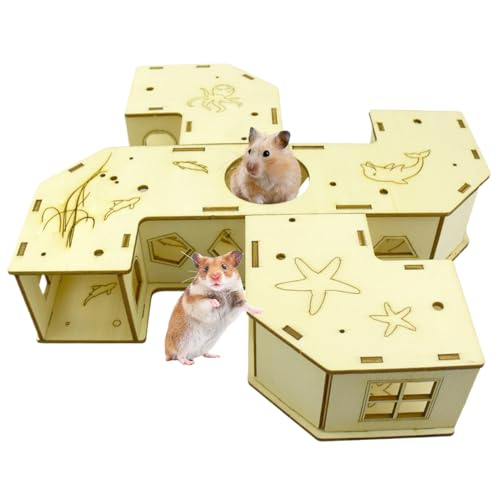 Hamster-Tunnel – Kleintier-Tunnel, Hamsterzubehör, Holzhaus, Puzzle-Spiele, Haustierspielzeug für Chinchilla, Frettchen, Kaninchen, Igel, Rennmäuse, Kleintiere, Bereicherung, Spielübungen Hamster-Tunnel – Kleintier-Tunnel, Hamsterzubehör, Holzhaus, Puzzle-Spiele, Haustierspielzeug für Chinchilla, Frettchen, Kaninchen, Igel, Rennmäuse, Kleintiere, Bereicherung, Spielübungen von Generisch