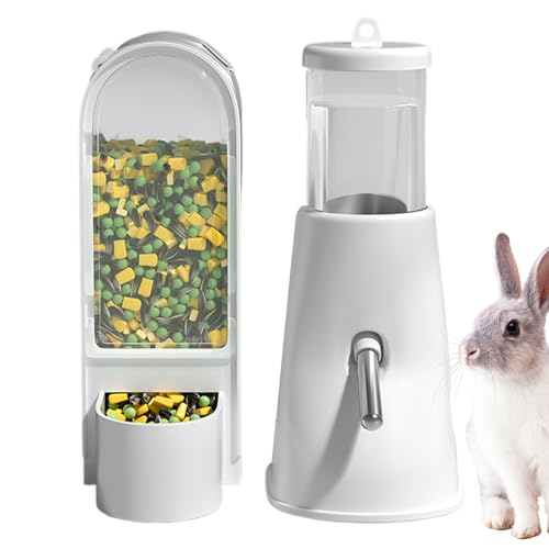 Hamster Wasserspender,Tierfutterautomat Mit Trinkflasche - Großvolumige Futter- & Trinkschale Für Hamster Rennmäuse Kaninchen Igel Mit Käfigzubehör von Generisch