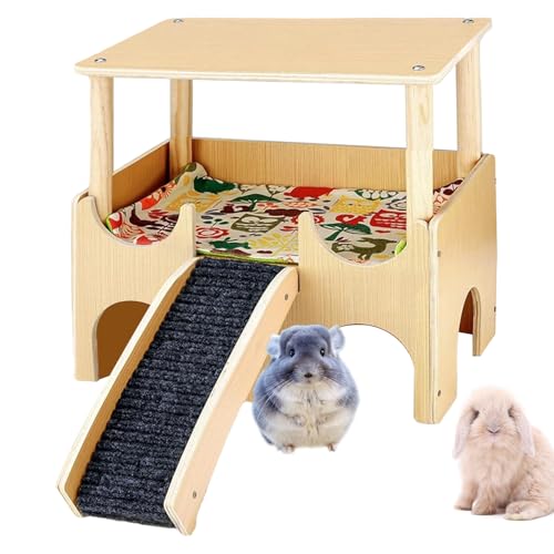Hamsterhaus aus Holz, doppellagig, Spielplatz, waschbar, Kleintierspielzeug, Unterschlupf mit Leiter, schön gestaltete Chinchilla-Häuser für Rennmäuse, Chinchilla, Meerschweinchen, Kleintiere Hamsterhaus aus Holz, doppellagig, Spielplatz, waschbar, Kleintierspielzeug, Unterschlupf mit Leiter, schön gestaltete Chinchilla-Häuser für Rennmäuse, Chinchilla, Meerschweinchen, Kleintiere von Generisch