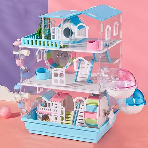 Hamsterkäfige und Lebensräume, Indoor Outdoor Meerschweinchenkäfig mit Wasserkocher und Futternapf, zweistufiges Design, optional drei Schichten, transparente Konstruktion von Generisch