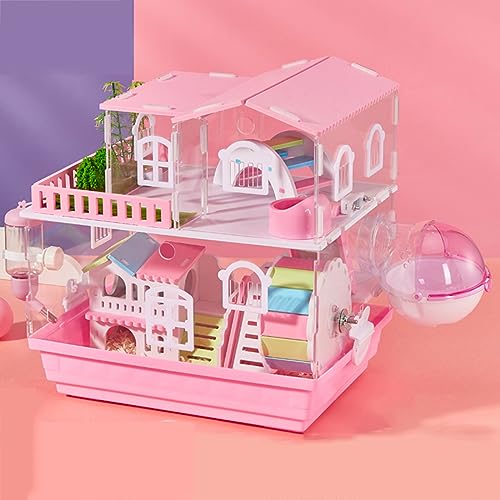 Hamsterkäfige und Lebensräume, Indoor Outdoor Meerschweinchenkäfig mit Wasserkocher und Futternapf, zweistufiges Design, optional drei Schichten, transparente Konstruktion von Generisch