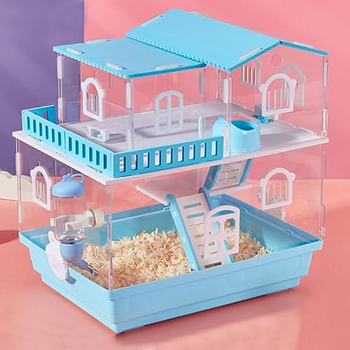 Hamsterkäfige und Lebensräume, Indoor Outdoor Meerschweinchenkäfig mit Wasserkocher und Futternapf, zweistufiges Design, optional drei Schichten, transparente Konstruktion von Generisch