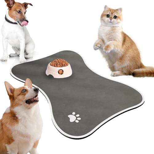 Haustier-Futtermatte – knochenförmige Hunde-Wassermatte | rutschfeste Futtermatte für Katzen | Hundefuttermatte für Kaninchen von Generisch