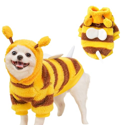 Haustier Hoodie Sweatshirt Warm Fleece Cosplay Pullover mit D-Ring für Hunde und Katzen, idealer Wintermantel für kleine Haustiere von Generisch