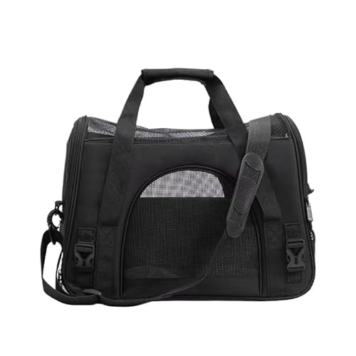 Haustier-Katzentasche, Netzstoff, atmungsaktiv, für Katzen und Hunde, universal, nach außen gekreuzte Schulter, einzelne Schultertasche, Haustiertasche (schwarz) von Generisch