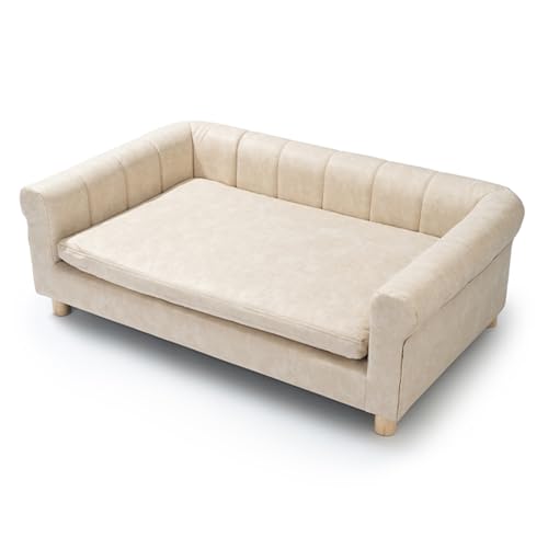 Haustier-Sofa aus Massivholz mit Beinen, Lederrahmen für mittelgroße Hunde und Katzen, bequeme Schlafmöbel für Zuhause Haustier-Sofa aus Massivholz mit Beinen, Lederrahmen für mittelgroße Hunde und Katzen, bequeme Schlafmöbel für Zuhause von Generisch