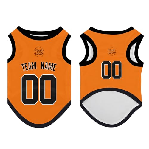 Haustier-T-Shirts mit Name/Nummer/Logo, Personalisiert Haustiere Fußball Trikot, Sommer T-Shirts für Hunde atmungsaktiv Haustier Weste Kleidung (Ingwer) von Generisch