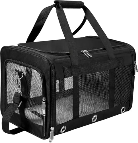 Haustier-Tragetasche, Fluggesellschaftszugelassen, TSA-konform, weich, zusammenklappbar, für Hunde und Katzen, atmungsaktives Netz-Design für kleine Haustiere unter 7,7 kg, perfekt für Flugzeug Haustier-Tragetasche, Fluggesellschaftszugelassen, TSA-konform, weich, zusammenklappbar, für Hunde und Katzen, atmungsaktives Netz-Design für kleine Haustiere unter 7,7 kg, perfekt für Flugzeug von Generisch