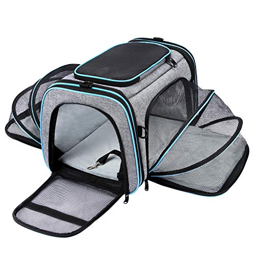 Haustier-Tragetasche, von Fluggesellschaften zugelassen, weiche Seiten, erweiterbare Seiten, faltbares Design, herausnehmbares Fleece-Pad und Taschen für Katzen, Hunde und Kleintiere Haustier-Tragetasche, von Fluggesellschaften zugelassen, weiche Seiten, erweiterbare Seiten, faltbares Design, herausnehmbares Fleece-Pad und Taschen für Katzen, Hunde und Kleintiere von Generisch