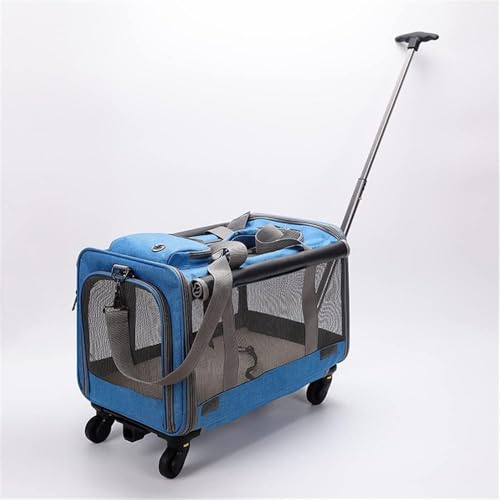 Haustier-Tragetasche mit Rollen und Teleskopgriff, tragbare Reisetasche für Hunde und Katzen von Generisch