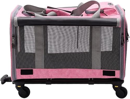 Haustier-Tragetasche mit Rollen und Teleskopgriff, tragbare Reisetasche für Hunde und Katzen von Generisch