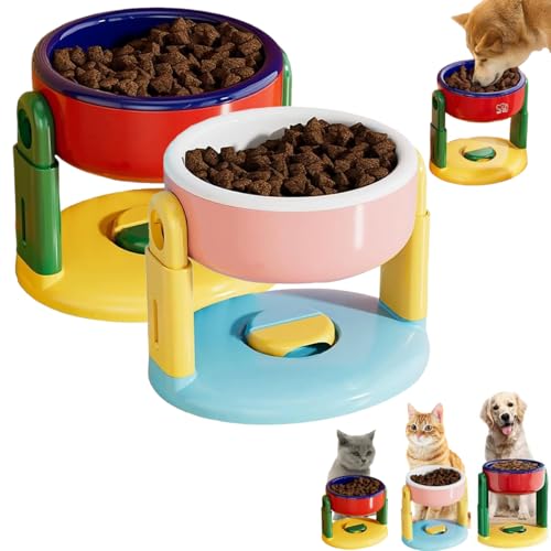 Hebebarer Saugnapf für Haustiere, rutschfeste und auslaufsichere Futter- und Wasserschale für Hunde, höhenverstellbare Futter- und Wasserschale, Rutschfester Futterautomat aus Edelstahl(Rot + Rosa) von Generisch