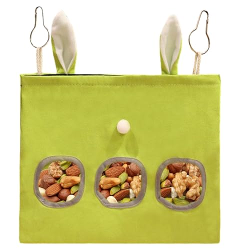 Heu-Futterspender – Heu-Futtertasche | 3-Loch-Futterspender zum Aufhängen | hängender Futterbeutel für Kaninchen | waschbarer Tierfutterspender | Entzückender Futterbeutel für langsames Fressen für von Generisch