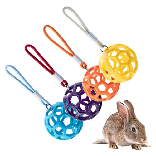 Heuball, Hase Heu -Fütterungskugeln, Grasheu -Fütterungskugel 4 Stücke, Kleintiere Graskabinenspender, Kauspielzeug mit Lanyard für kleine Haustiere, Käfigzubehör von Generisch