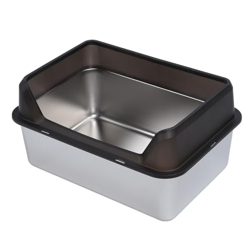 Hochseitige Katzentoilette aus Edelstahl mit abnehmbarem Gehäuse, einfache Reinigung, Metall-Katzentoilette für Katzen, Schwarz Hochseitige Katzentoilette aus Edelstahl mit abnehmbarem Gehäuse, einfache Reinigung, Metall-Katzentoilette für Katzen, Schwarz von Generisch
