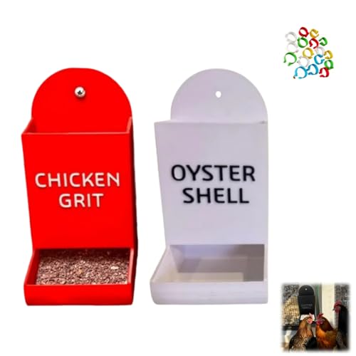 Hühner-Austernschale und Grit Feeder Grit Austernschale für Hühner Feeder Hängende Hühnerfutterspender Trogspender Wasserspender Hühnerstall Zubehör Schwerkraft Geflügel Futterspender (C+D) von Generisch