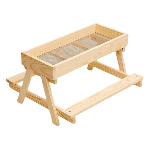 Hühner-Picknicktisch – 37,5 x 21 cm Hühner-Futtertisch, natürliche Futtersimulation | Netzbodenständer hält Futter frisch und trocken mit stabilem Holz, Netzbodenständer für Hühnerstall, Hinterhof, Ba von Generisch