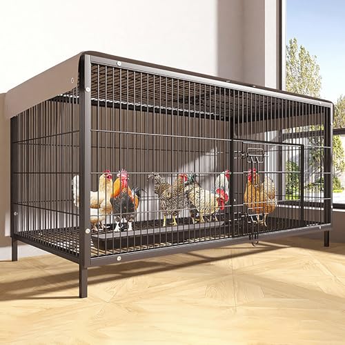 Hühnerstall Kaninchenstall mit Überdachung - Wasserdicht, Sonnenschutz, viel Platz, leicht zu reinigen, hohe Tragkraft, geeignet für alle Geflügelarten (140x60x65cm) von Generisch