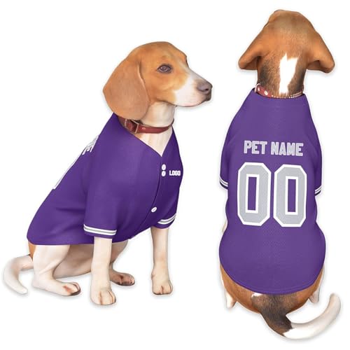 Hunde-Baseballtrikot mit Namensnummern-Logo für kleine, mittelgroße und große Haustiere, personalisierbar, passend für 4 - 30 kg Haustiere von Generisch