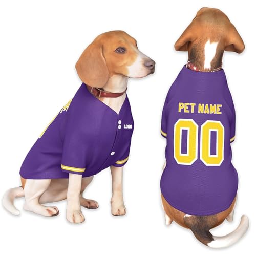 Hunde-Baseballtrikot mit Namensnummern-Logo für kleine, mittelgroße und große Haustiere, personalisierbar, passend für 4 - 30 kg Haustiere von Generisch