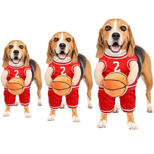 Hunde-Basketball-Kostüm mit Ball, Basketball-Hundekostüm für Halloween, große Hunde, Basketballspieler-Kostüm, Hunde-Basketball-Kostüm, Halteball, Hunde-Outfits für mittelgroße Hunde/kleine Hunde Hunde-Basketball-Kostüm mit Ball, Basketball-Hundekostüm für Halloween, große Hunde, Basketballspieler-Kostüm, Hunde-Basketball-Kostüm, Halteball, Hunde-Outfits für mittelgroße Hunde/kleine Hunde von Generisch