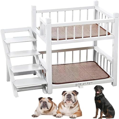 Hunde-Etagenbett für kleine, mittelgroße und große Hunde, abnehmbares doppellagiges Haustierbett mit Treppe, Hund Zubehör Hunde-Etagenbett für kleine, mittelgroße und große Hunde, abnehmbares doppellagiges Haustierbett mit Treppe, Hund Zubehör von Generisch