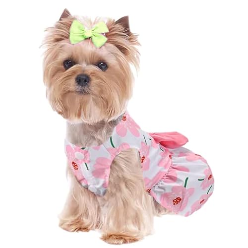 Hunde Frühlingskleid Bowknot für kleine Hunde mit Fliege, Haustier Prinzessin Kleid Hund Sommerkleid Hund Prinzessin Kleid,Mädchen-Hundekleidung, Outfit, süße Sommer-Katzenkleidung für Chihuahua von Generisch