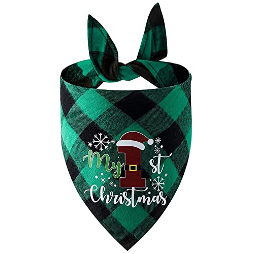 Hunde Lederhalsband Mit Namen Weihnachts-Hundebandana, klassisches Dreieck, Weihnachtsdruck, kariert, Weihnachten, Haustier-Schal, Lätzchen, Bandana, Haustier, Urlaubszubehör, (C, One Size) von Generisch