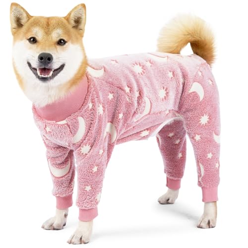 Hundepyjama Für Kaltes Wetter, Weicher Fleece-Hundeoverall-Pullover, Warme Haustier-Onesies-Kleidung Für Mittelgroße Und Extra Große Hunde, Winterkleidung(Pink,3XL) von Generic