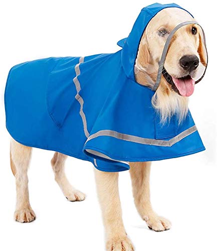Hunde-Regenmantel, wasserdichte Jacke mit Kapuze und Reflektoren, ultraleichter und atmungsaktiver Regenschutz für große, mittelgroße und kleine Hunde von Generisch