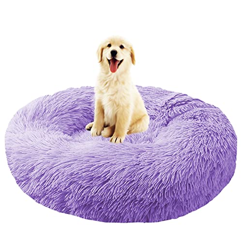 Hunde- und Katzenbett, lang, Plüsch, waschbar, flauschig, rund, beruhigend, Donut-Haustierbett, weich, abnehmbar, mit rutschfester Unterseite, maschinenwaschbar, für warmen Schlaf von Generisch