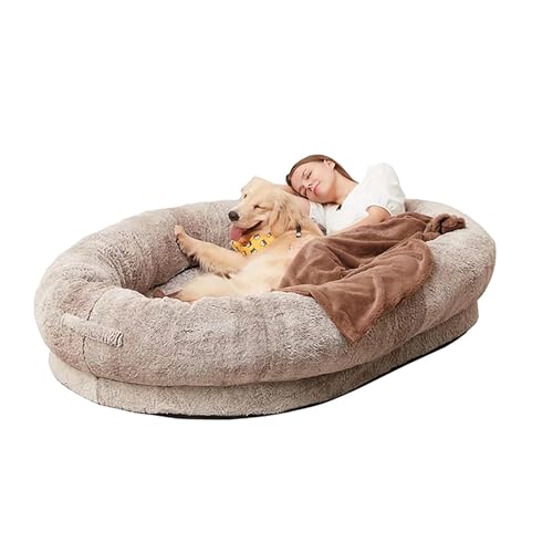 Hundebett, gemütliches Schlafbett für mittelgroße und große Hunde, Kunstfell-Hundebett mit abnehmbarem, waschbarem Bezug von Generisch