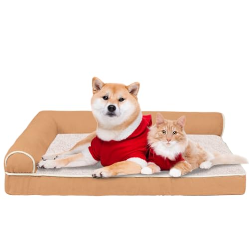 Hundebett aus Memory-Schaum, Größe M, mit L-förmiger Nackenrolle, orthopädische Hundebetten für Kiste, Haustier-Couch, Schlafsofa für große Hunde, waschbar, rutschfeste Unterseite Hundebett aus Memory-Schaum, Größe M, mit L-förmiger Nackenrolle, orthopädische Hundebetten für Kiste, Haustier-Couch, Schlafsofa für große Hunde, waschbar, rutschfeste Unterseite von Generisch