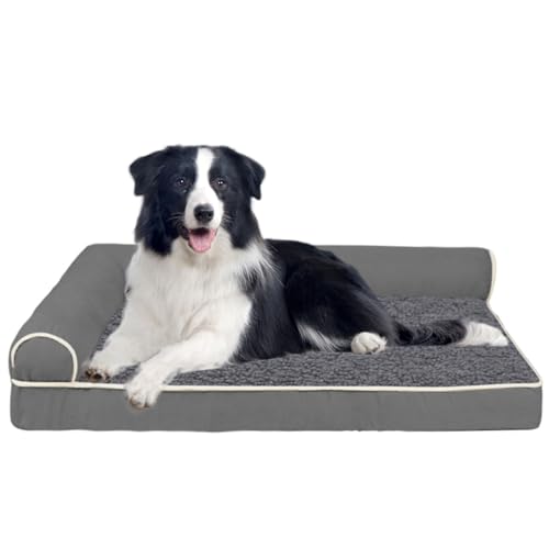 Hundebett aus Memory-Schaum, Größe M, mit L-förmiger Nackenrolle, orthopädische Hundebetten für Kiste, Haustier-Couch, Schlafsofa für große Hunde, waschbar, rutschfeste Unterseite Hundebett aus Memory-Schaum, Größe M, mit L-förmiger Nackenrolle, orthopädische Hundebetten für Kiste, Haustier-Couch, Schlafsofa für große Hunde, waschbar, rutschfeste Unterseite von Generisch
