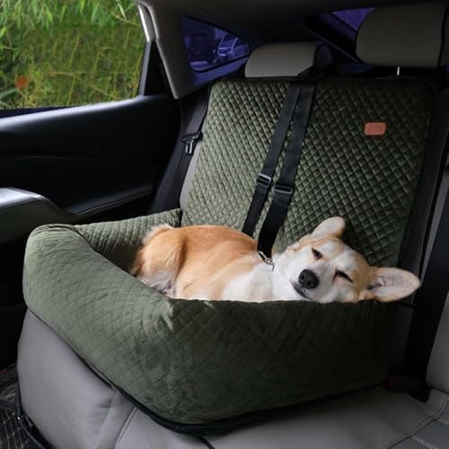Hundebett für Auto-Rücksitz, abnehmbares und waschbares Reise-Haustierbett mit Sicherheitsleinen, rutschfester Sitzerhöhung für große Hunde unter 25 kg oder 2 kleine/mittelgroße Haustiere von Generisch