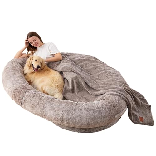 Hundebett in menschlicher Größe für Erwachsene – riesige Plüschboden-Couch mit weicher Decke, waschbar, flauschige Liege für Nickerchen, zum Entspannen im Wohnzimmer und Schlafzimmer von Generisch
