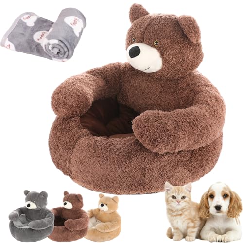 Hundebett mit Armlehnen, halbgeschlossenes, gemütliches, Flauschiges Welpenbett, süßes, weiches, warmes Kuscheltier-Haustierbett für Hauskatzen und -Hunde, waschbar (Kaffee, XL) von Generisch