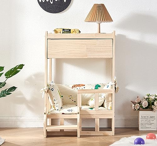 Hundebett mit Massivholzrahmen – erhöhtes doppelschichtiges Haustierbett für große Hunde – Matratze, Leitplanke, Treppenschublade – perfekt für das Leben am Bett Hundebett mit Massivholzrahmen – erhöhtes doppelschichtiges Haustierbett für große Hunde – Matratze, Leitplanke, Treppenschublade – perfekt für das Leben am Bett von Generisch
