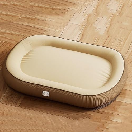Hundebett mit hohem Rand, verdicktes Hundesofa, oval, Anti-Angst, beruhigendes Haustierbett mit stützendem Schaumstoff, weiche Baumwolle, Grün, XXL (Braun, XL) von Generisch