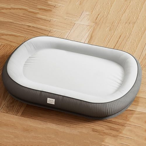 Hundebett mit hohem Rand, verdicktes Hundesofa, oval, Anti-Angst, beruhigendes Haustierbett mit stützendem Schaumstoff, weicher Baumwolle, Grün, XXL (Grau, XXL) von Generisch