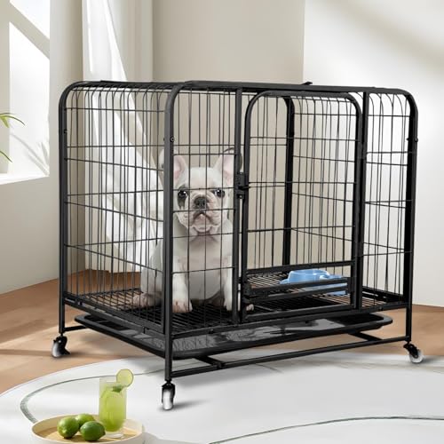 Hundebetten groß, großer Hundekäfig, riesiger Käfig, Kisten für großes Haustier mit Rädern und abnehmbarem Tablett, Metall-Haustierzwinger für draußen und drinnen, Schwarz Hundebetten groß, großer Hundekäfig, riesiger Käfig, Kisten für großes Haustier mit Rädern und abnehmbarem Tablett, Metall-Haustierzwinger für draußen und drinnen, Schwarz von Generisch