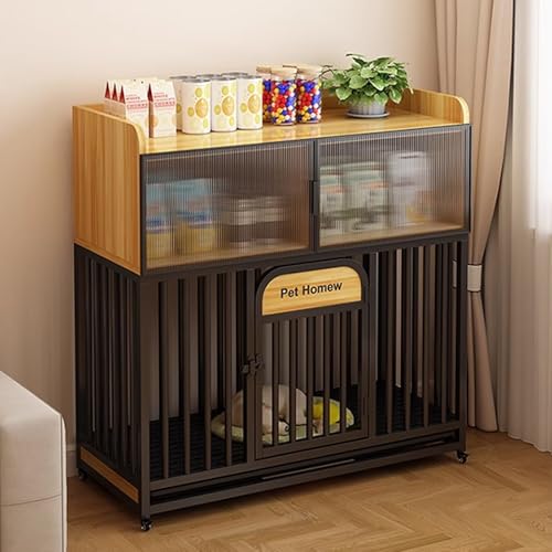 Hundebox Tisch mit Ablage aus gehärtetem Glas, multifunktionale Hundebox für den Innenbereich mit zweilagigen Ablagen und Selbstablagen für kleine und mittelgroße Hunde Hundebox Tisch mit Ablage aus gehärtetem Glas, multifunktionale Hundebox für den Innenbereich mit zweilagigen Ablagen und Selbstablagen für kleine und mittelgroße Hunde von Generisch