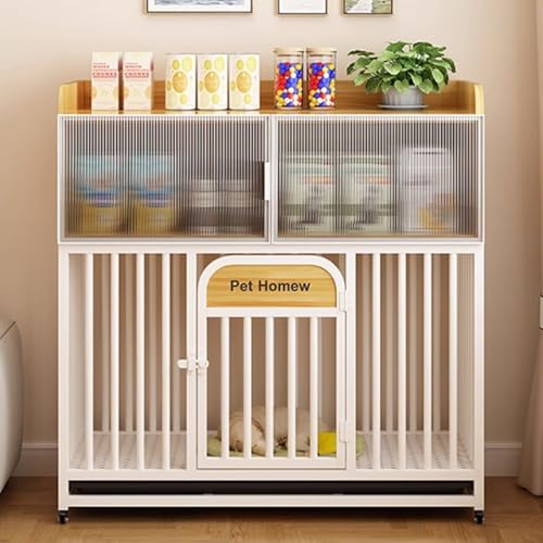Hundebox Tisch mit Ablage aus gehärtetem Glas, multifunktionale Hundebox für den Innenbereich mit zweilagigen Ablagen und Selbstablagen für kleine und mittelgroße Hunde Hundebox Tisch mit Ablage aus gehärtetem Glas, multifunktionale Hundebox für den Innenbereich mit zweilagigen Ablagen und Selbstablagen für kleine und mittelgroße Hunde von Generisch