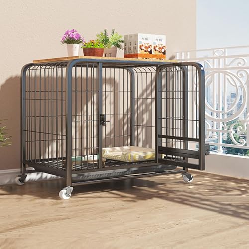 Hundebox Tragbarer Hundekäfig mit Rädern, Verhindern Sie Fluchtsperre, Einfache Installation für Kleine und Mittlere Hunde, Verdicktes Stahldesign von Generisch