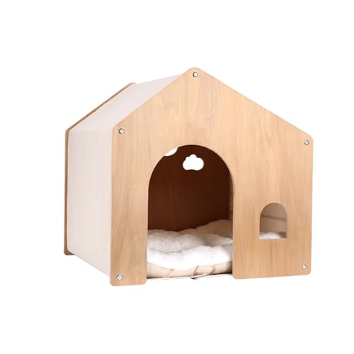 Hundebox aus Holz, tragbar, umweltfreundlich, ganzjährig, belüftet für einfache Installation, geeignet für kleine und mittelgroße Hunde, 4 Farben (grau) von Generisch