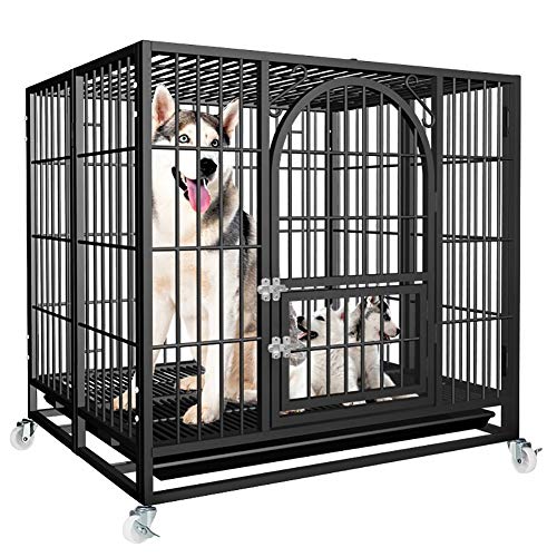 Hundebox aus Metall, robust, mittelstark, langlebig – zusammenklappbar, freie Installation für Samojede, Bulldogge, Schäferhund, Sulldogge, Hundebinsha, sicherer Haustierzwingerkäfig für Reisen und Hundebox aus Metall, robust, mittelstark, langlebig – zusammenklappbar, freie Installation für Samojede, Bulldogge, Schäferhund, Sulldogge, Hundebinsha, sicherer Haustierzwingerkäfig für Reisen und von Generisch