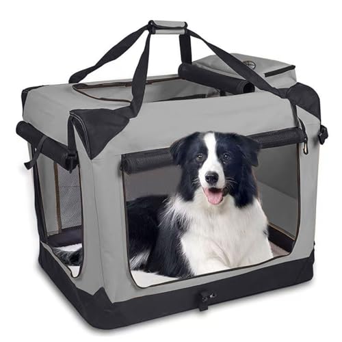 Hundebox faltbar inkl, Leckmatte, atmungsaktiv robust, Transporttasche, Transportbox für Hunde und Katzen, Hundetasche, Hunde Reisetasche Haustiertransportbox Outdoor (Grau, S) von Generisch