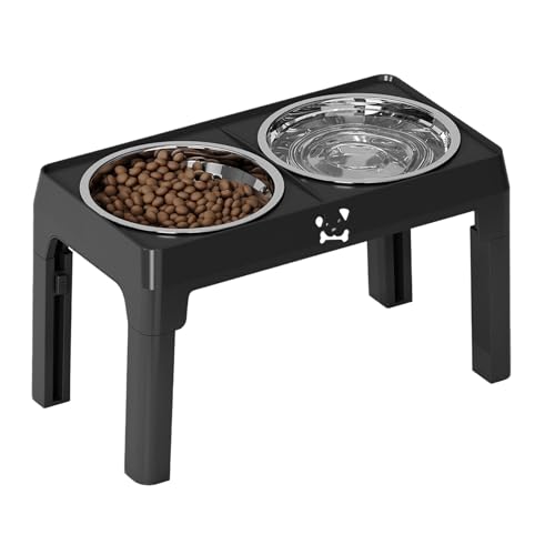 Hundefutter- Und Wassernapf Set | Hundenapf Mit Ständer - 5-Fach höhenverstellbare abnehmbare Futterschüssel für Haustiere Kätzchen Welpen kleine mittlere große Rassen Hundefutter- Und Wassernapf Set | Hundenapf Mit Ständer - 5-Fach höhenverstellbare abnehmbare Futterschüssel für Haustiere Kätzchen Welpen kleine mittlere große Rassen von Generisch