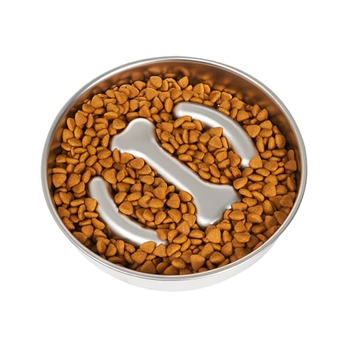 Hundefutter langsame Futtermittelschale, langsam fütterungshundesschale | Hundefutter langsame Futtermittelschale Edelstahl | Pet Care Licking-Becken mit einer rutschfesten Basis, gesunde Ernährungstr von Generisch